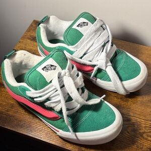 Vans Kids Green and Pink Low-Top Skate Shoes